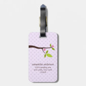 かわいい紫色のフクロウ ラゲッジタグ (裏面縦)
