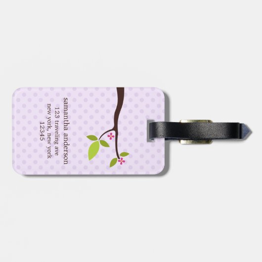 かわいい紫色のフクロウ ラゲッジタグ (裏面横)