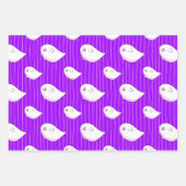 かわいい紫色のブー幽霊ハロウィーントリックまたはトリート ラッピングペーパーシート (正面)