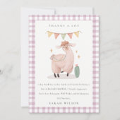 かわいい紫色のプラドサボホラマ赤ちゃんシャワー サンキューカード (正面)