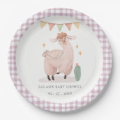 かわいい紫色のプラドサボホラマ赤ちゃんシャワー ペーパープレート (正面)