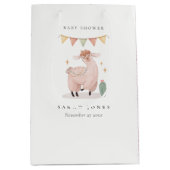 かわいい紫色のプラドサボホラマ赤ちゃんシャワー ミディアムペーパーバッグ (正面)