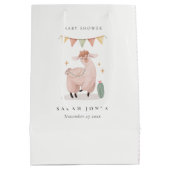 かわいい紫色のプラドサボホラマ赤ちゃんシャワー ミディアムペーパーバッグ (裏面)