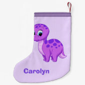 かわいい紫色のベビーのBrontosaurusの恐竜 スモールクリスマスストッキング (裏面)