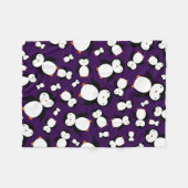 かわいい紫色のペンギンパターン フリースブランケット (正面(横))