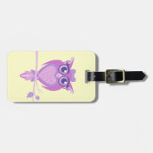 かわいい紫色のレモンキッズカスタムフクロウの荷札 ラゲッジタグ (正面横)