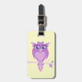 かわいい紫色のレモンキッズカスタムフクロウの荷札 ラゲッジタグ (正面縦)