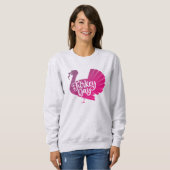 かわいい紫色の七面鳥の形と文字タイポグラフィ スウェットシャツ (正面フル)