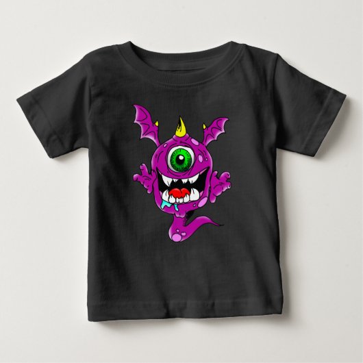 かわいい紫色の人々の食べる人モンスター ベビーTシャツ (正面)