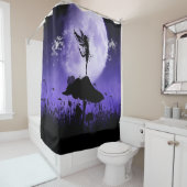 かわいい紫色の妖精のシルエット2 シャワーカーテン (インサイチュ)