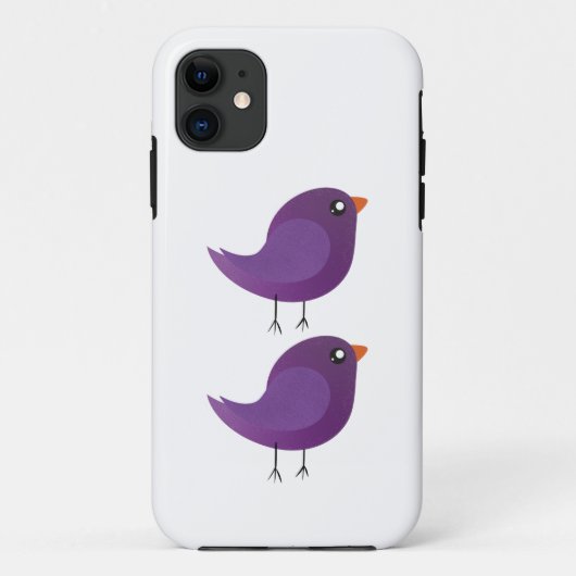 かわいい紫色の小鳥のイラスト Case-Mate iPhoneケース (裏面)