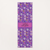 かわいい紫色の日の死んだスカルカスタム ヨガマット (正面)