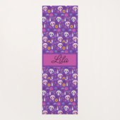 かわいい紫色の日の死んだスカルカスタム ヨガマット (裏面)