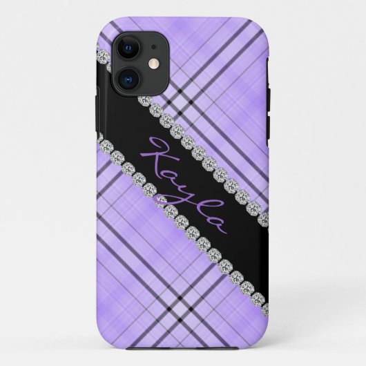 かわいい紫色の格子縞及びラインストーンIの電話5カバー Case-Mate iPhoneケース (裏面)
