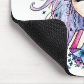 かわいい紫色の毛の花のマンガの女の子 マウスパッド (コーナー)