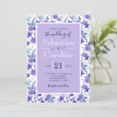 かわいい紫色の水彩花の結婚式招待状 (スタンド正面)