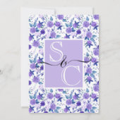 かわいい紫色の水彩花の結婚式招待状 (裏面)
