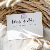 かわいい紫色の水彩虹の赤ちゃんシャワー アドバイスカード