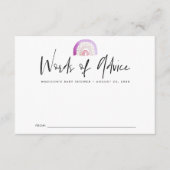 かわいい紫色の水彩虹の赤ちゃんシャワー アドバイスカード (正面)