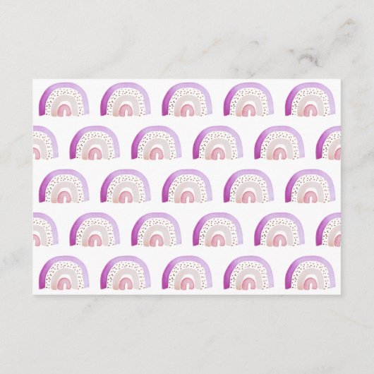 かわいい紫色の水彩虹の赤ちゃんシャワー アドバイスカード (裏面)