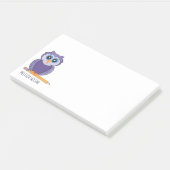 かわいい紫色の漫画のフクロウ|の名前をカスタムする ポストイット (アングル)