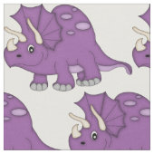 かわいい紫色の漫画の恐竜 ファブリック (クローズアップ)