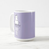 かわいい紫色の猫の反射ドゥードル カスタムネーム コーヒーマグカップ (正面左)