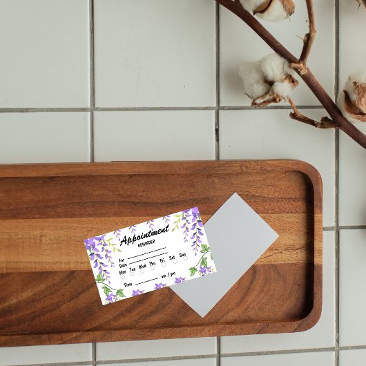 かわいい紫色の花の植物性アポイントメントリマインダー 予約カード