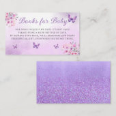 かわいい紫色の蝶フローラ女の子の本ベビー エンクロージャーカード (正面/裏面)