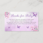 かわいい紫色の蝶フローラ女の子の本ベビー エンクロージャーカード (正面)