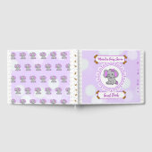 かわいい紫色の象をテーマにした少女の赤ちゃんシャワー ゲストブック (全面)