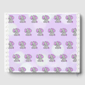 かわいい紫色の象をテーマにした少女の赤ちゃんシャワー ゲストブック (裏面)