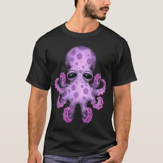 かわいい紫色の赤ちゃんタコ Tシャツ (正面)