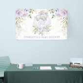 かわいい紫色の金ゴールド薄紫フローラエレファントベビーシャワー 横断幕 (トレードショー)