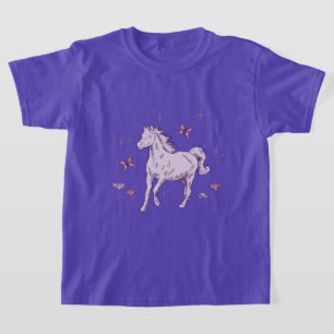 かわいい紫色の馬 Tシャツ