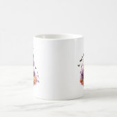 かわいい紫色の髪の魔女のかぼちゃとコウモリ コーヒーマグカップ (中央)