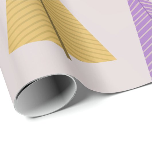 かわいい紫色の黄色のスカンジナビアのクリスマスツリー ラッピングペーパー (ロールコーナー)