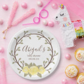 かわいい紫色の黄色のリースベビーシャワー ペーパープレート (パーティー)