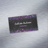 かわいい紫色の黒フェイクグリッター マグネット名刺 (インサイチュ)