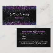 かわいい紫色の黒フェイクグリッター 予約カード (正面/裏面)