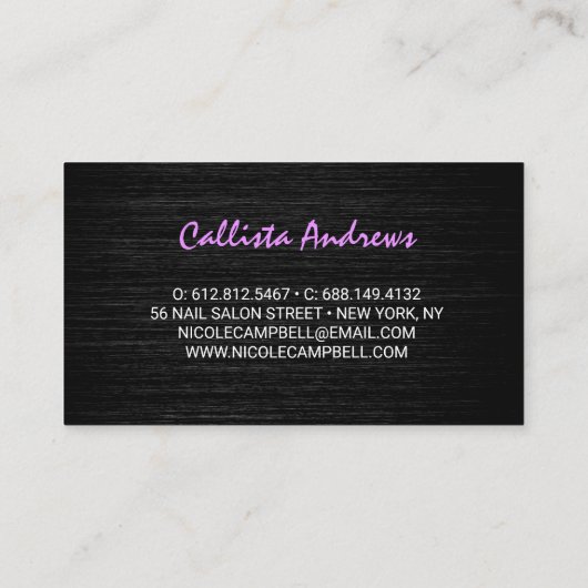 かわいい紫色の黒フェイクグリッター 名刺 (裏面)