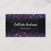 かわいい紫色の黒フェイクグリッター 名刺 (正面)