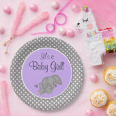 かわいい紫色象の女の子のベビーシャワー ペーパープレート (パーティー)