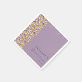 かわいい紫黄色の花のウェディングシャワーのカスタム スタンダードカクテルナプキン (角)