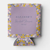 かわいい紫黄色の花のブライダルシャワーカスタム 缶クーラー (正面)