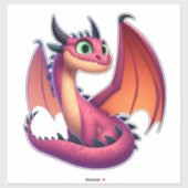かわいい紫/赤の漫画ドラゴン シール (シート)