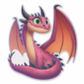 かわいい紫/赤の漫画ドラゴン シール (正面)