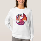 かわいい紫/赤の漫画ドラゴン Tシャツ (正面)