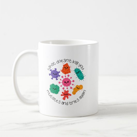 かわいい細菌 科学ラボ ステッカー 微生物学 コーヒーマグカップ (左)