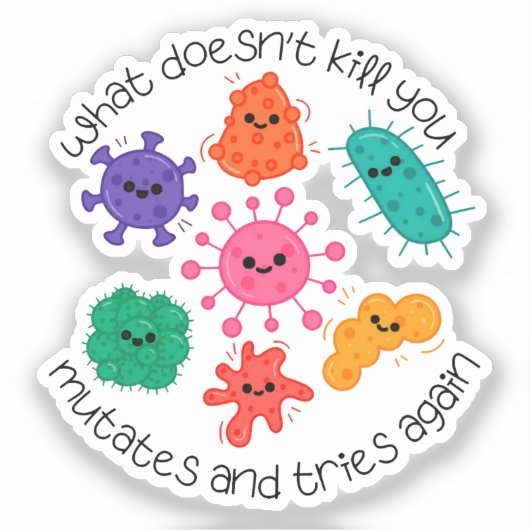 かわいい細菌 科学ラボ ステッカー 微生物学 シール (正面)